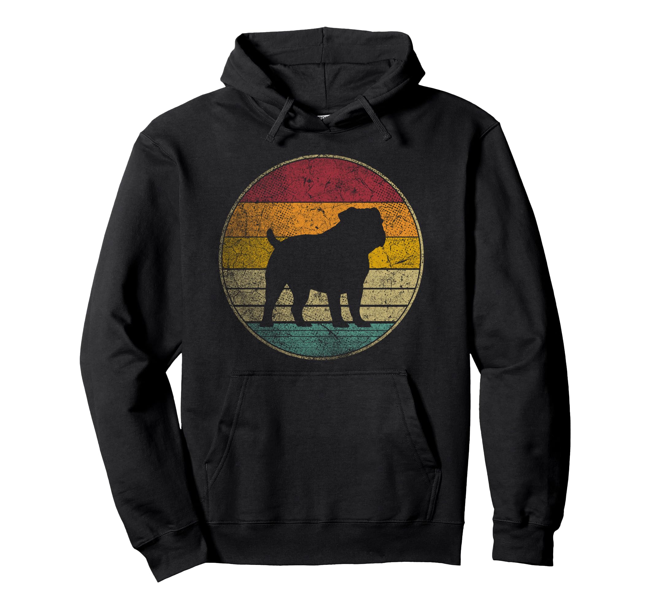 English Bulldog Dog Silhouette 70S Hoodie - Casual Everyday Wear Men Women - T-Shirt, Sweatshirt, Hoodie