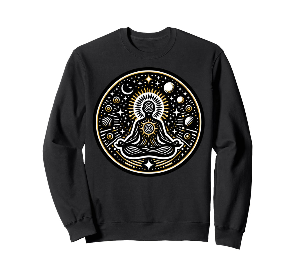 Meditative Figure Within Cosmic Sweatshirt - Novelty Apparel Unisex - T-Shirt, Sweatshirt, Hoodie