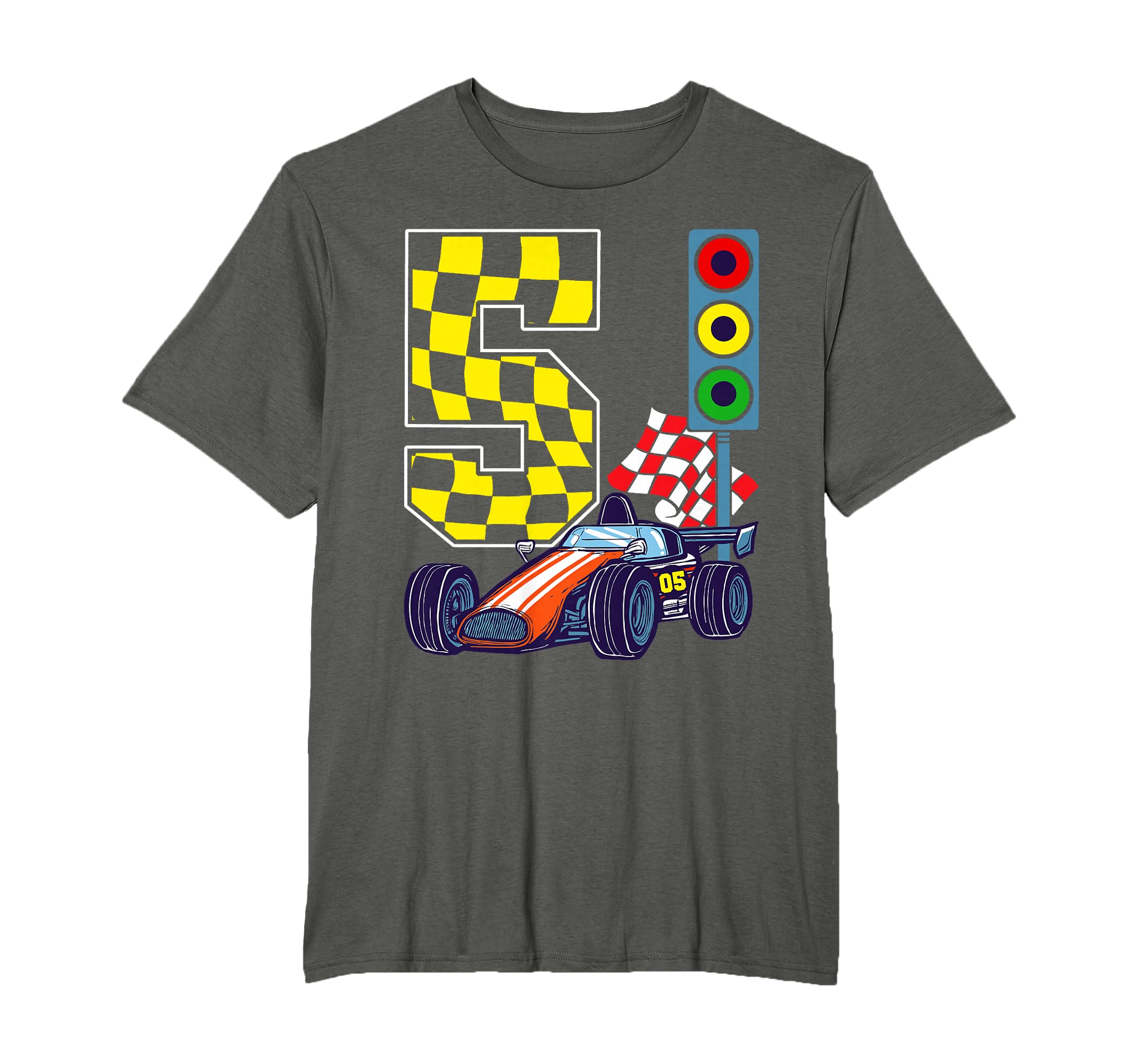 5Th Birthday Race Car Traffic Lights T-Shirt - Trendy Graphic for Adults - T-Shirt, Sweatshirt, Hoodie