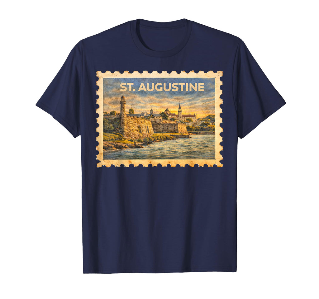 St Augustine Florida Travel Stamp Art T-Shirt - Aesthetic Graphic Unisex - T-Shirt, Sweatshirt, Hoodie