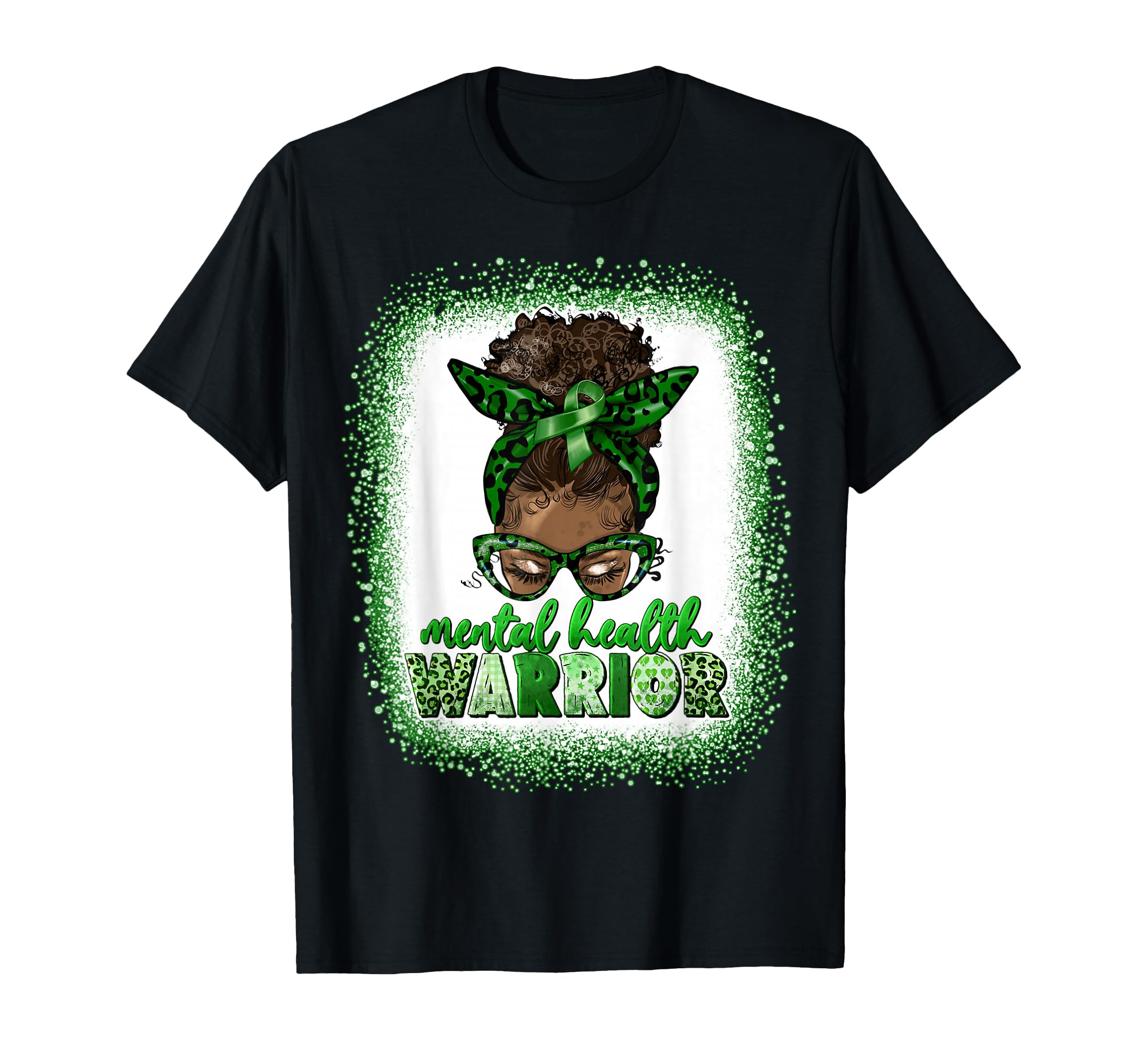 Mental Health Warrior Afro Messy Bun T-Shirt - Casual Everyday Wear Unisex - T-Shirt, Sweatshirt, Hoodie