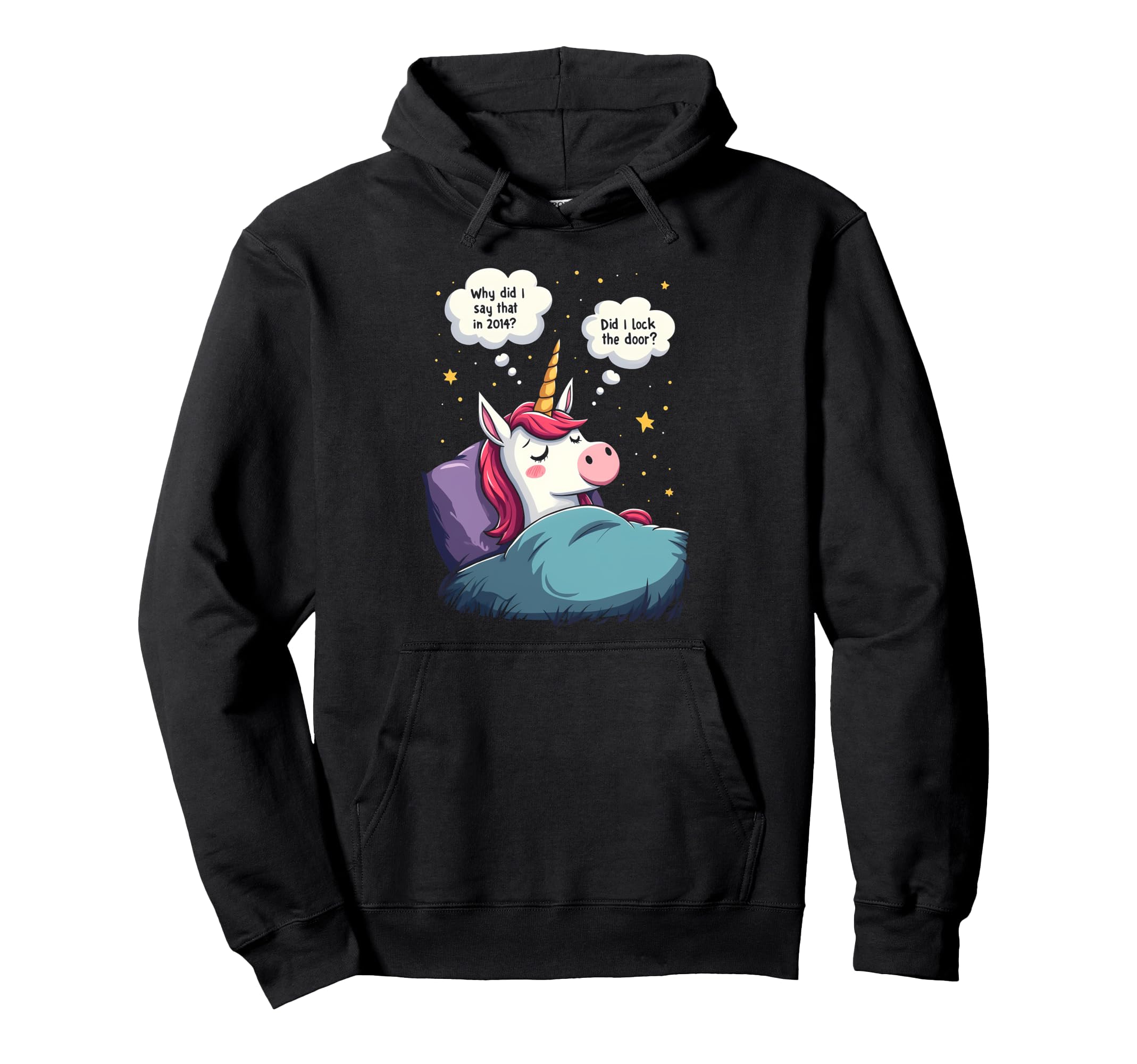 Unicorn Overthinking Funny Sleep Hoodie - Custom Art Print Men Women - T-Shirt, Sweatshirt, Hoodie