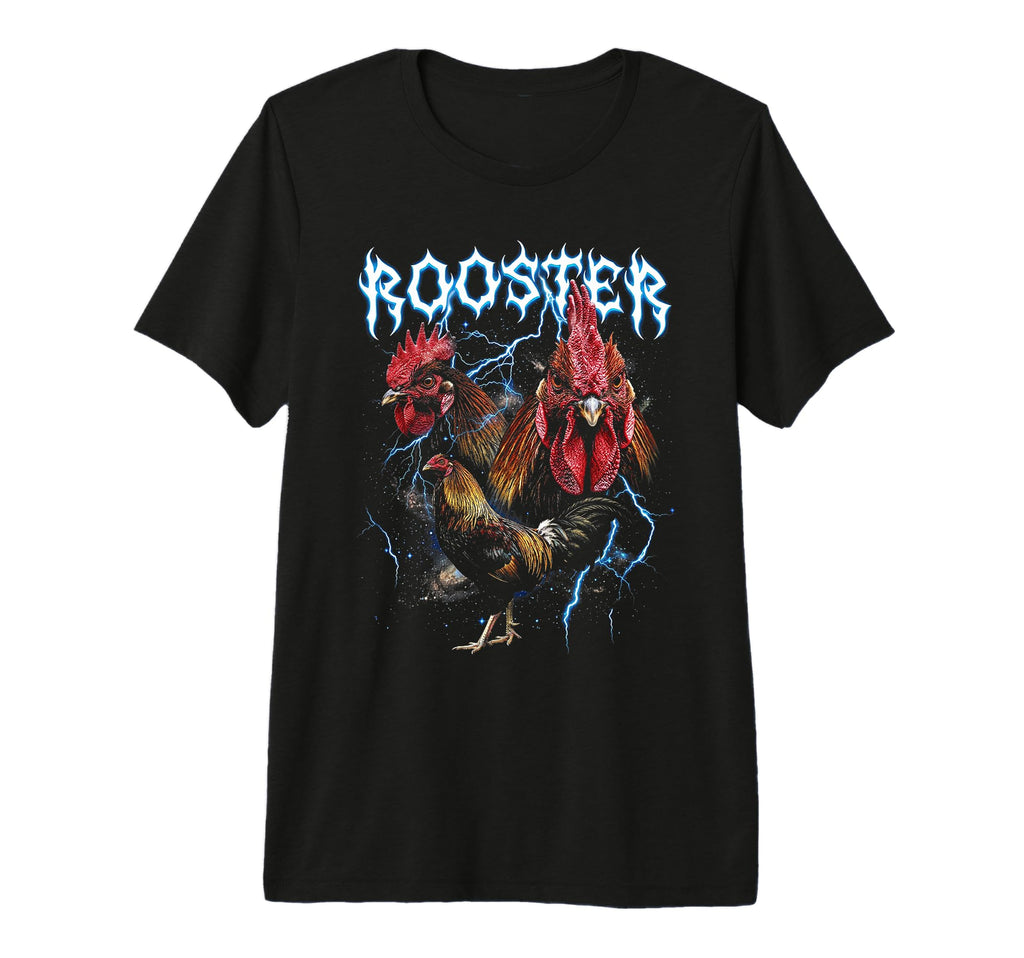Rooster 90S Heavy Metal Rooster Bird T-Shirt - Minimalist Print Unisex - T-Shirt, Sweatshirt, Hoodie