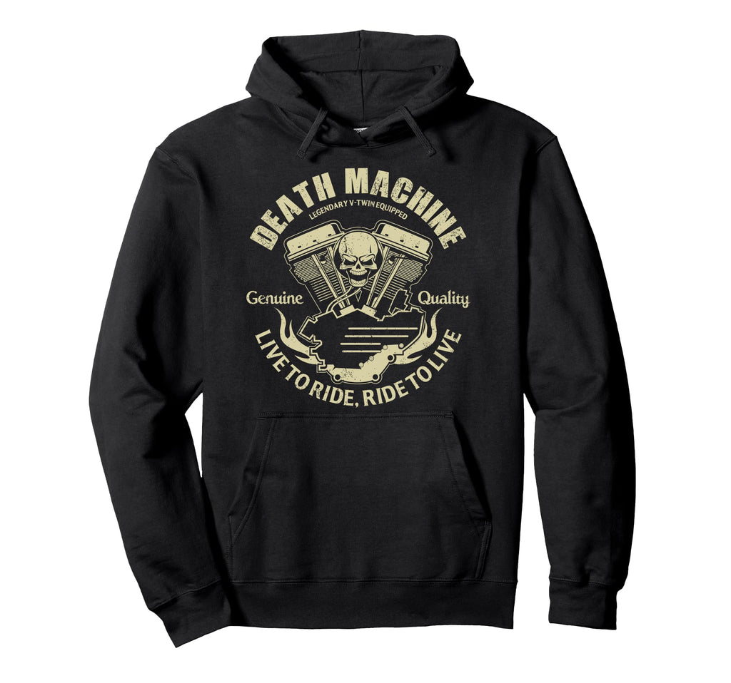 Death Mashine Biker Chopper Motorcycle Hoodie - Custom Art Print Men Women - T-Shirt, Sweatshirt, Hoodie