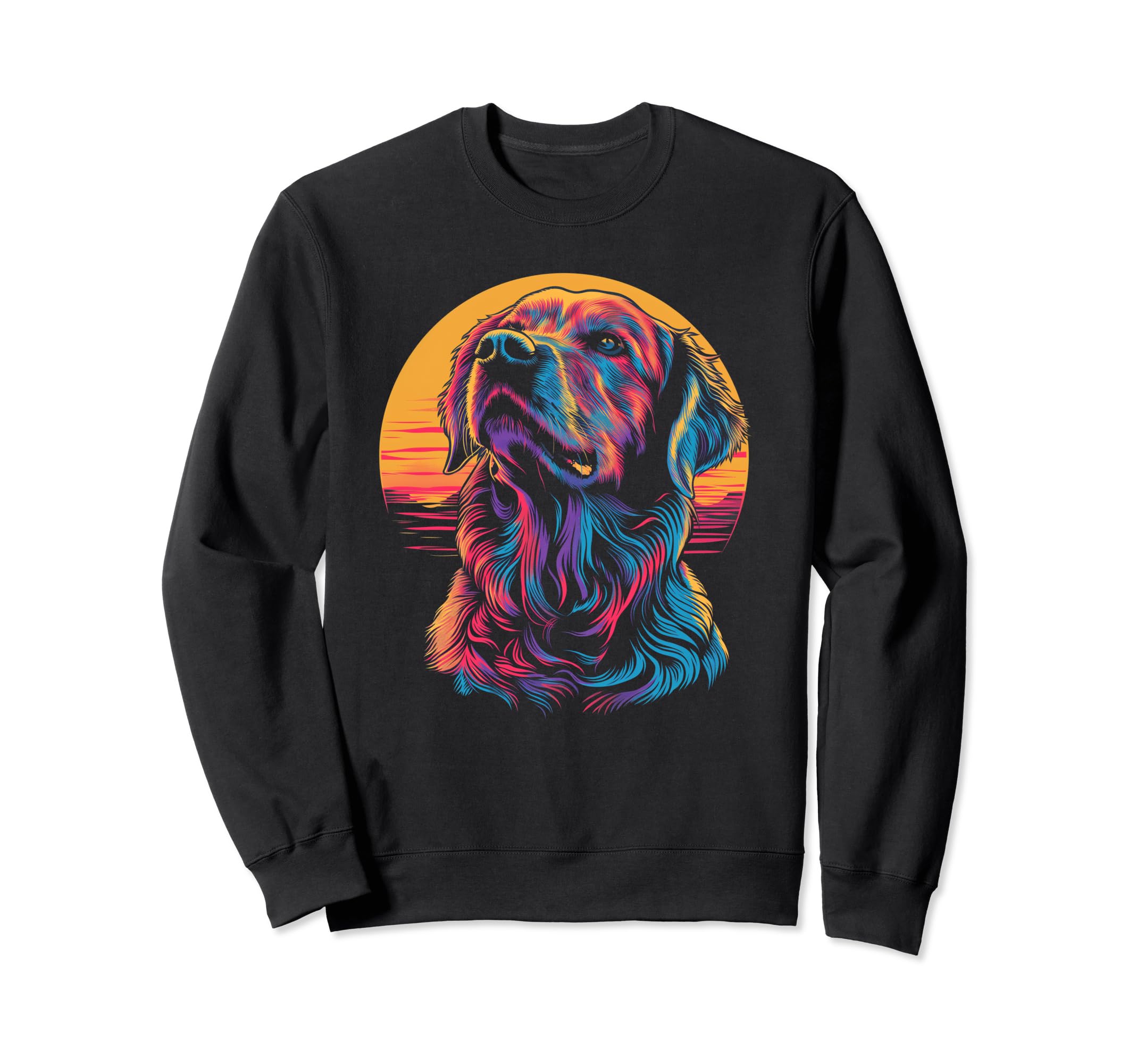 Dog Golden Retriever Vaporwave Sweatshirt - Trendy Graphic Men Women - T-Shirt, Sweatshirt, Hoodie