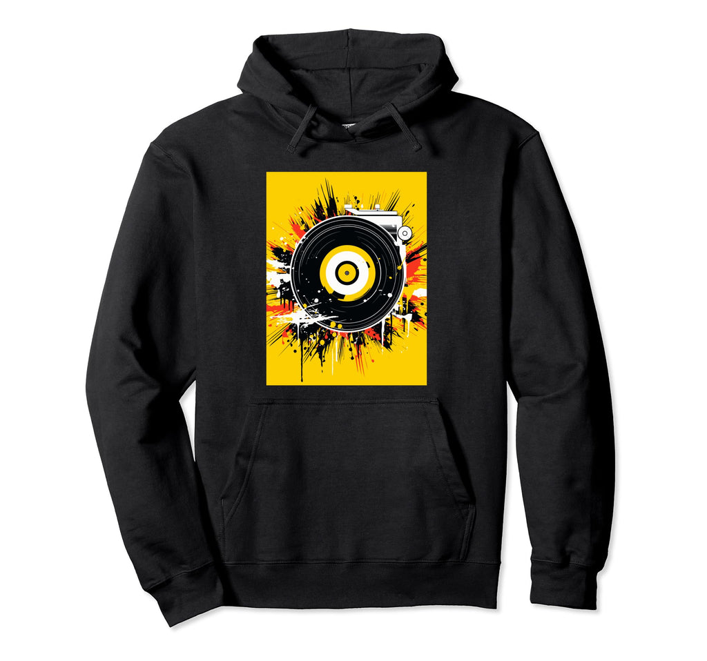 Vinyl Record Player Dj Music Hoodie - Graphic Print Men Women - T-Shirt, Sweatshirt, Hoodie