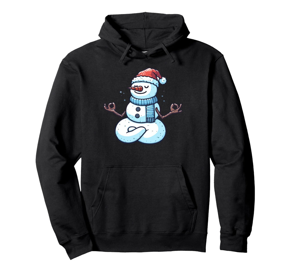 Meditation Snowman Yoga Pose Relaxing Hoodie - Unique Graphic for Adults - T-Shirt, Sweatshirt, Hoodie