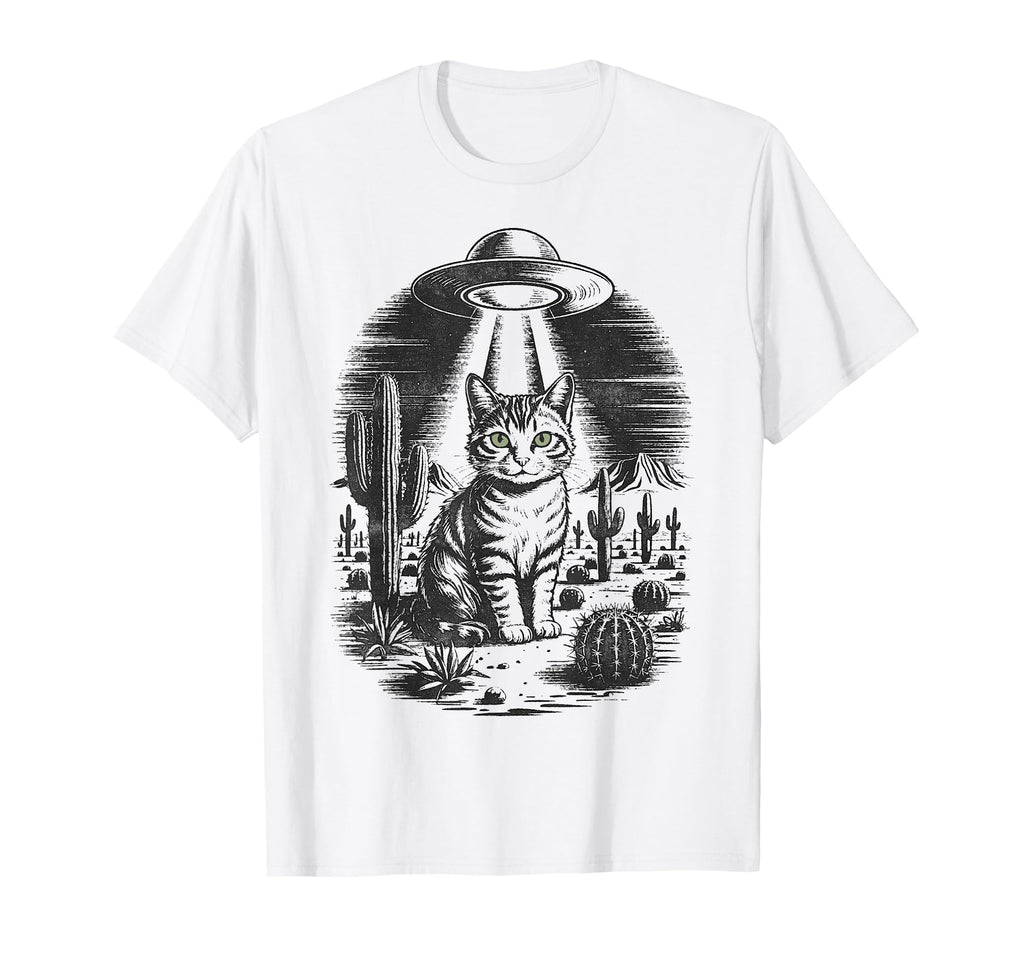Funny Cat Western Ufo Cowboy Cat T-Shirt - Minimalist Print Men Women - T-Shirt, Sweatshirt, Hoodie
