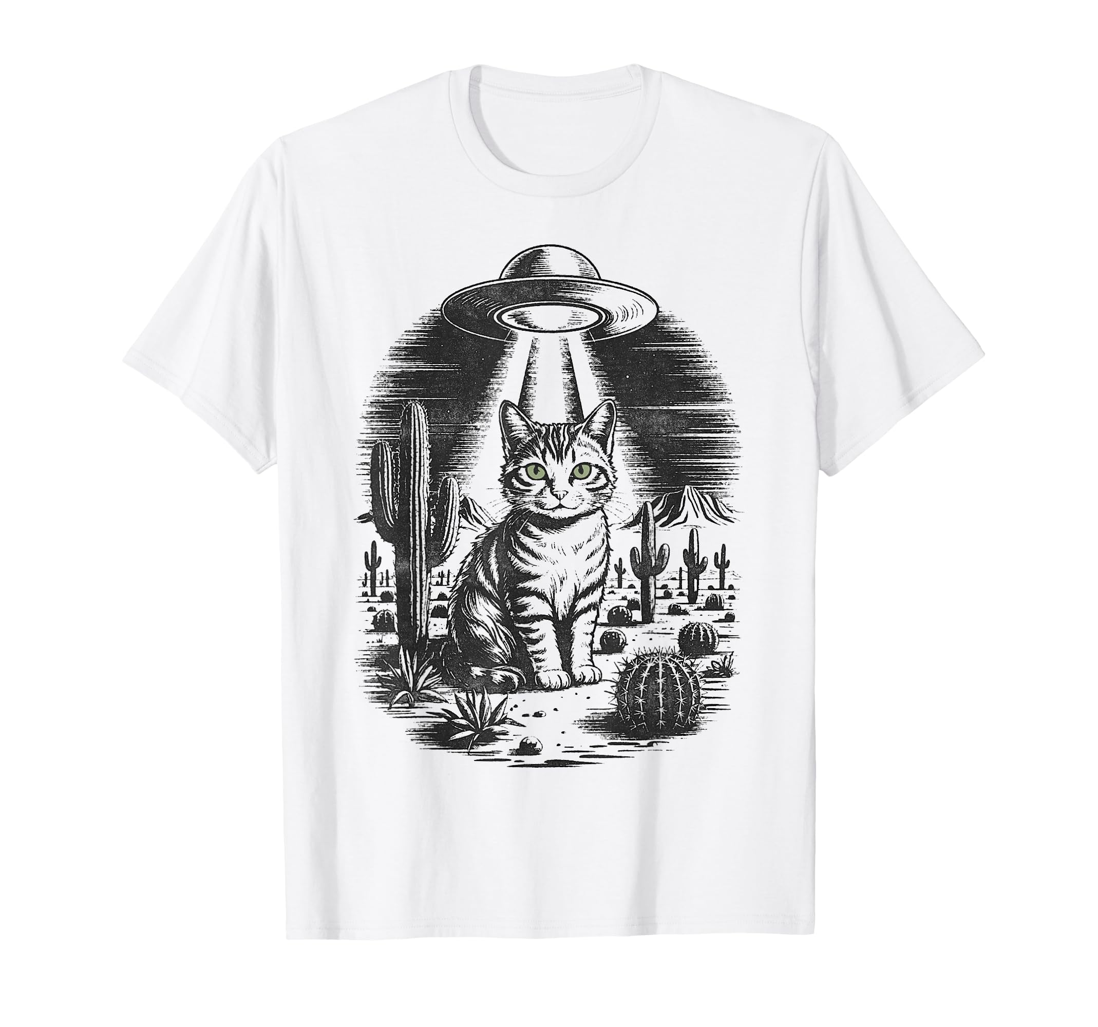 Funny Cat Western Ufo Cowboy Cat T-Shirt - Minimalist Print Men Women - T-Shirt, Sweatshirt, Hoodie
