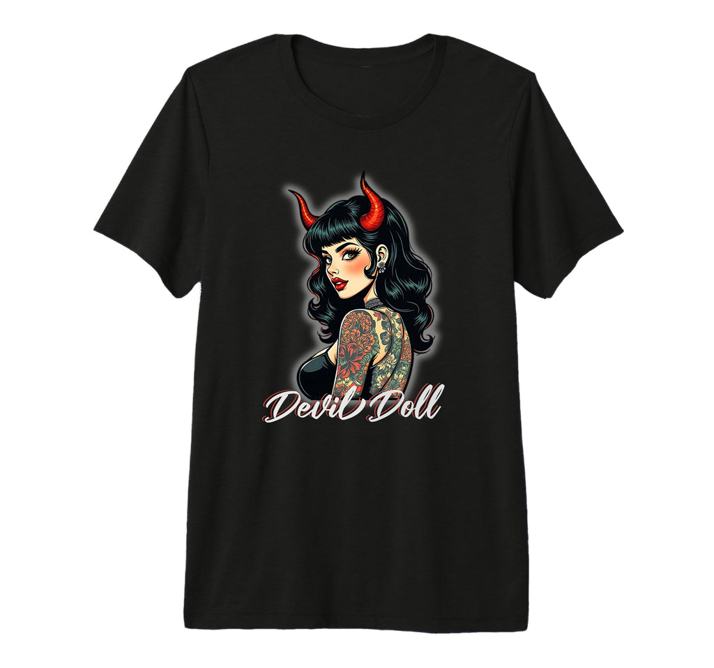 Rockabilly Devil Pin Up 1950S Tattoo T-Shirt - Custom Art Print Men Women - T-Shirt, Sweatshirt, Hoodie