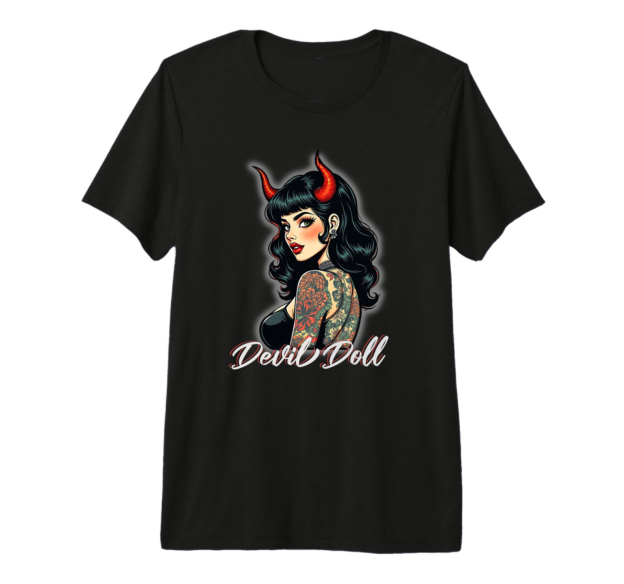 Rockabilly Devil Pin Up 1950S Tattoo T-Shirt - Custom Art Print Men Women - T-Shirt, Sweatshirt, Hoodie
