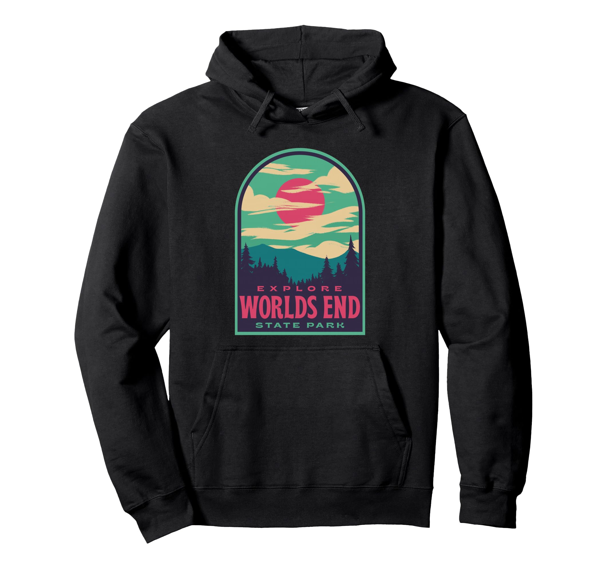 Worlds End State Park Sunset Hoodie - Novelty Apparel Unisex - T-Shirt, Sweatshirt, Hoodie