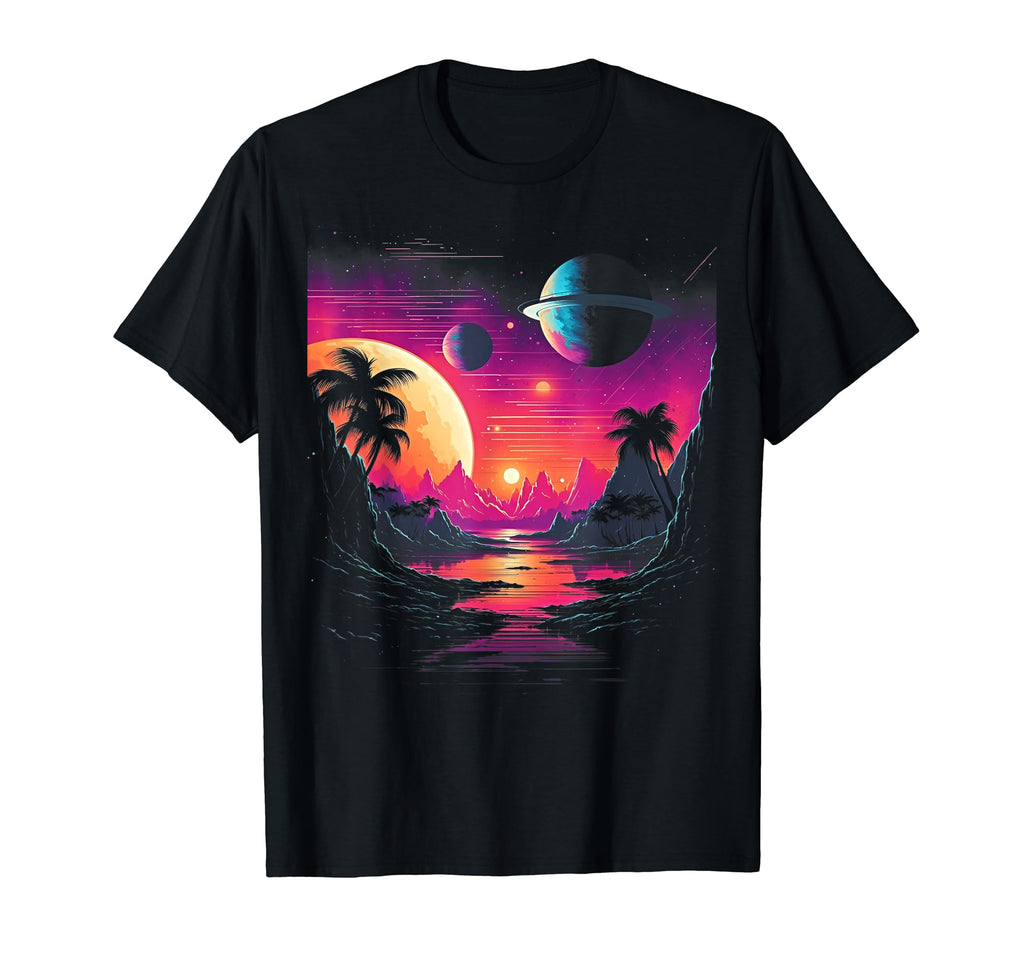 Vaporwave Solar System 80S T-Shirt - Casual Everyday Wear Men Women - T-Shirt, Sweatshirt, Hoodie