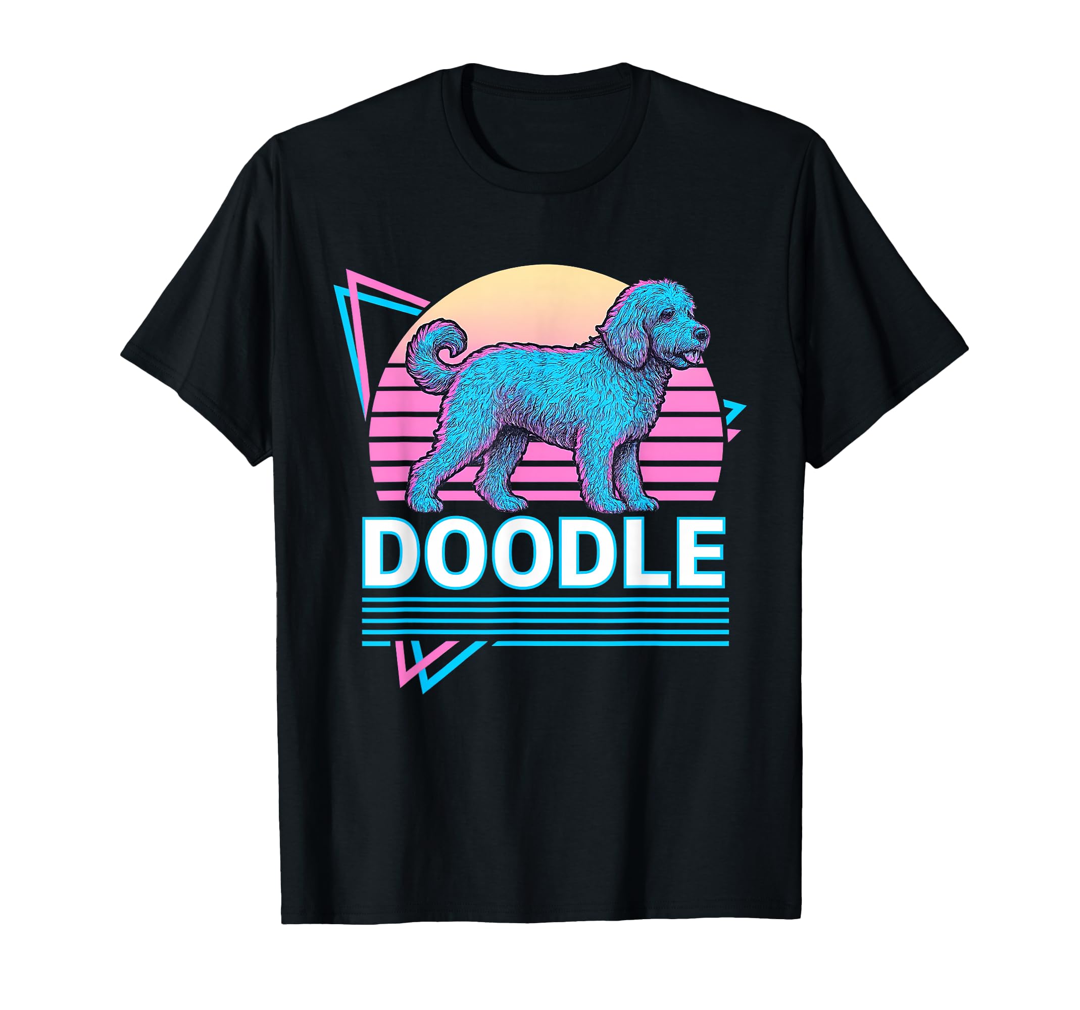 Goldendoodle Synthwave Aesthetic T-Shirt - Casual Everyday Wear for Adults - T-Shirt, Sweatshirt, Hoodie