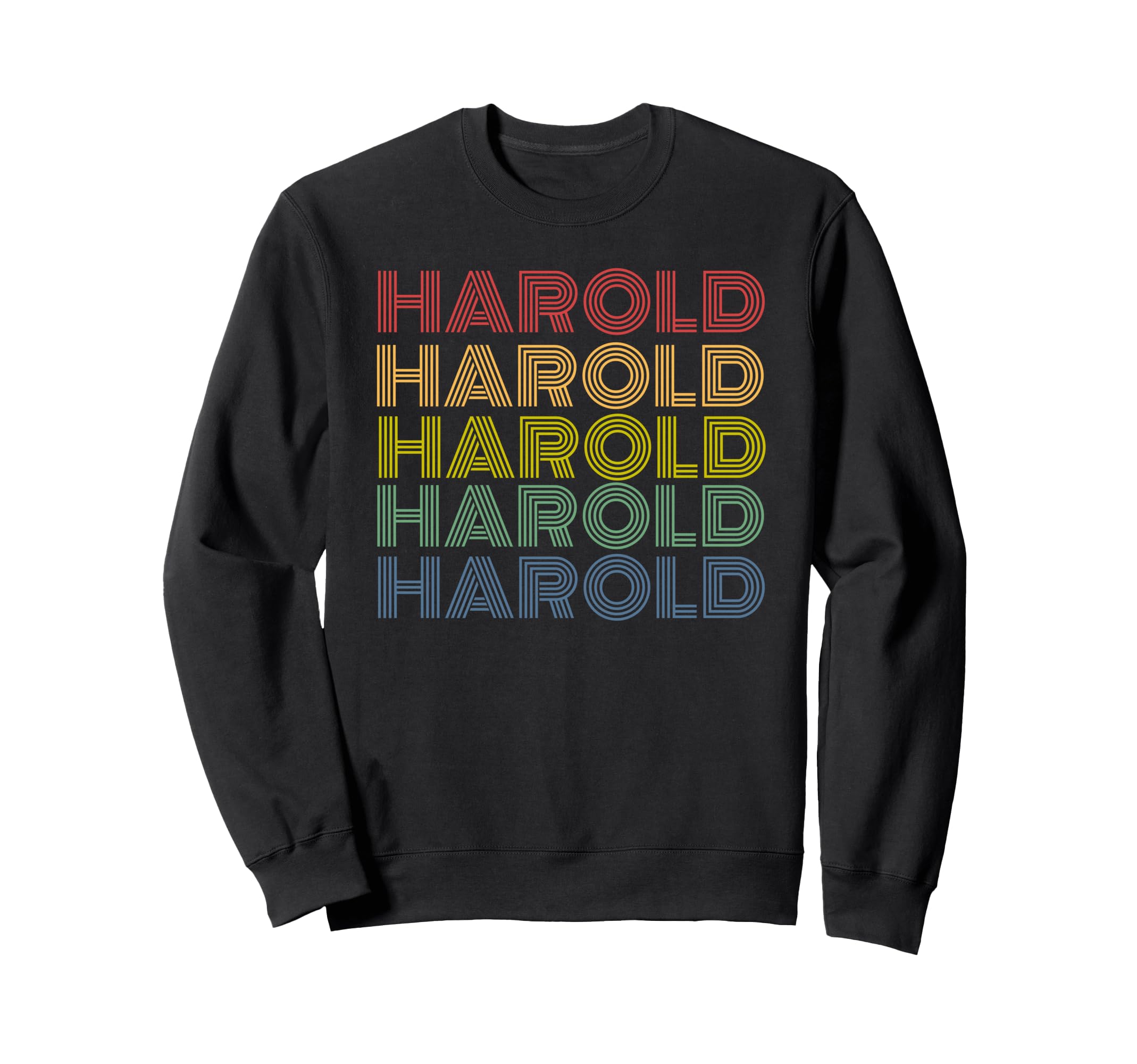 Harold Name Rainbow 70S Typography Sweatshirt - Novelty Apparel for Adults - T-Shirt, Sweatshirt, Hoodie