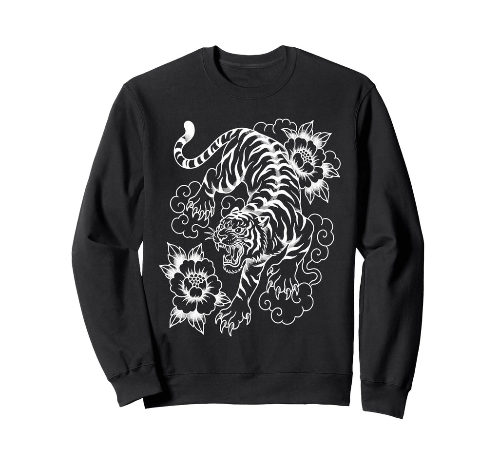 Traditional Tattoo Tiger Old School Sweatshirt - Unique Graphic for Adults - T-Shirt, Sweatshirt, Hoodie