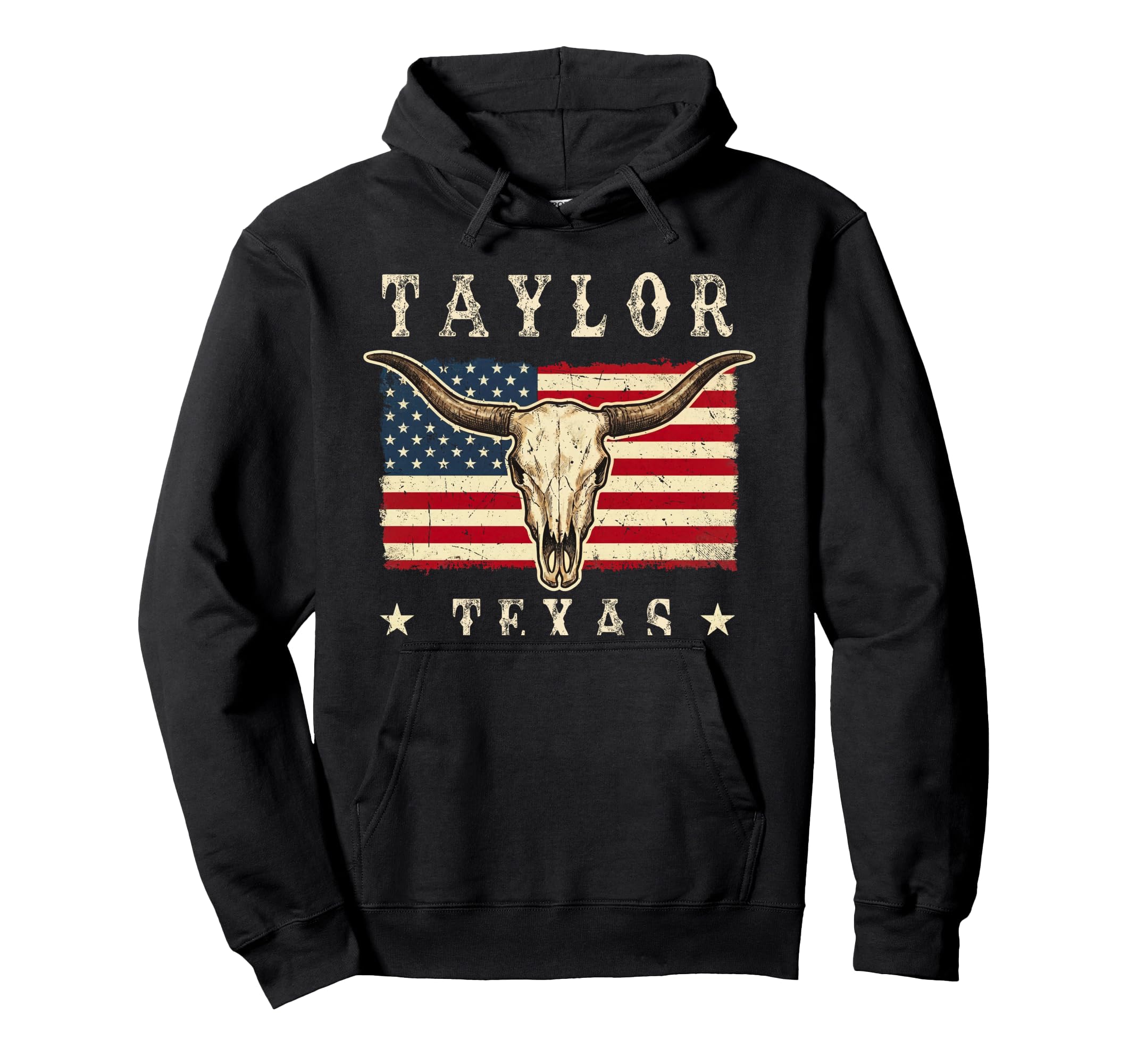 Taylor Texas Western Patriotic Skull Hoodie - Streetwear Style Men Women - T-Shirt, Sweatshirt, Hoodie