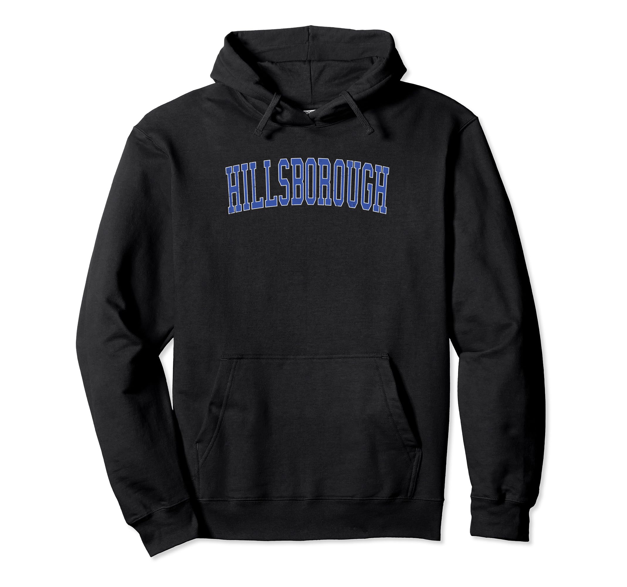 Hillsborough Nc Distressed Blue Varsity Hoodie - Fun Novelty Design Unisex - T-Shirt, Sweatshirt, Hoodie