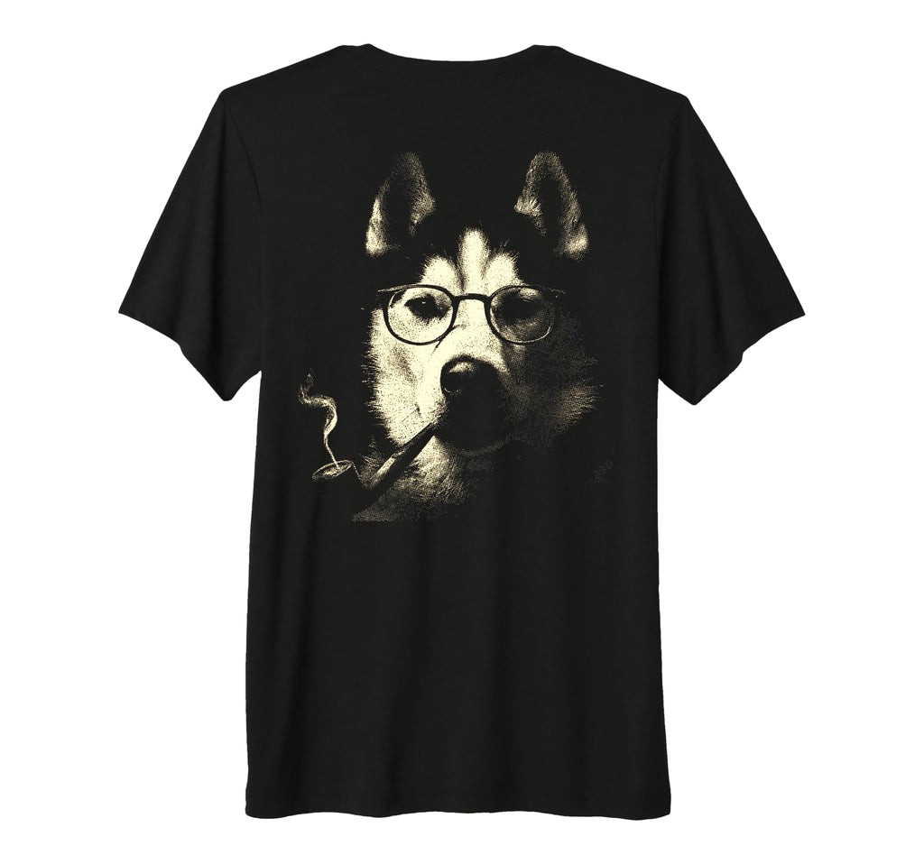 Siberian Husky Glasses Smoking Pipe T-Shirt - Custom Art Print Men Women - T-Shirt, Sweatshirt, Hoodie