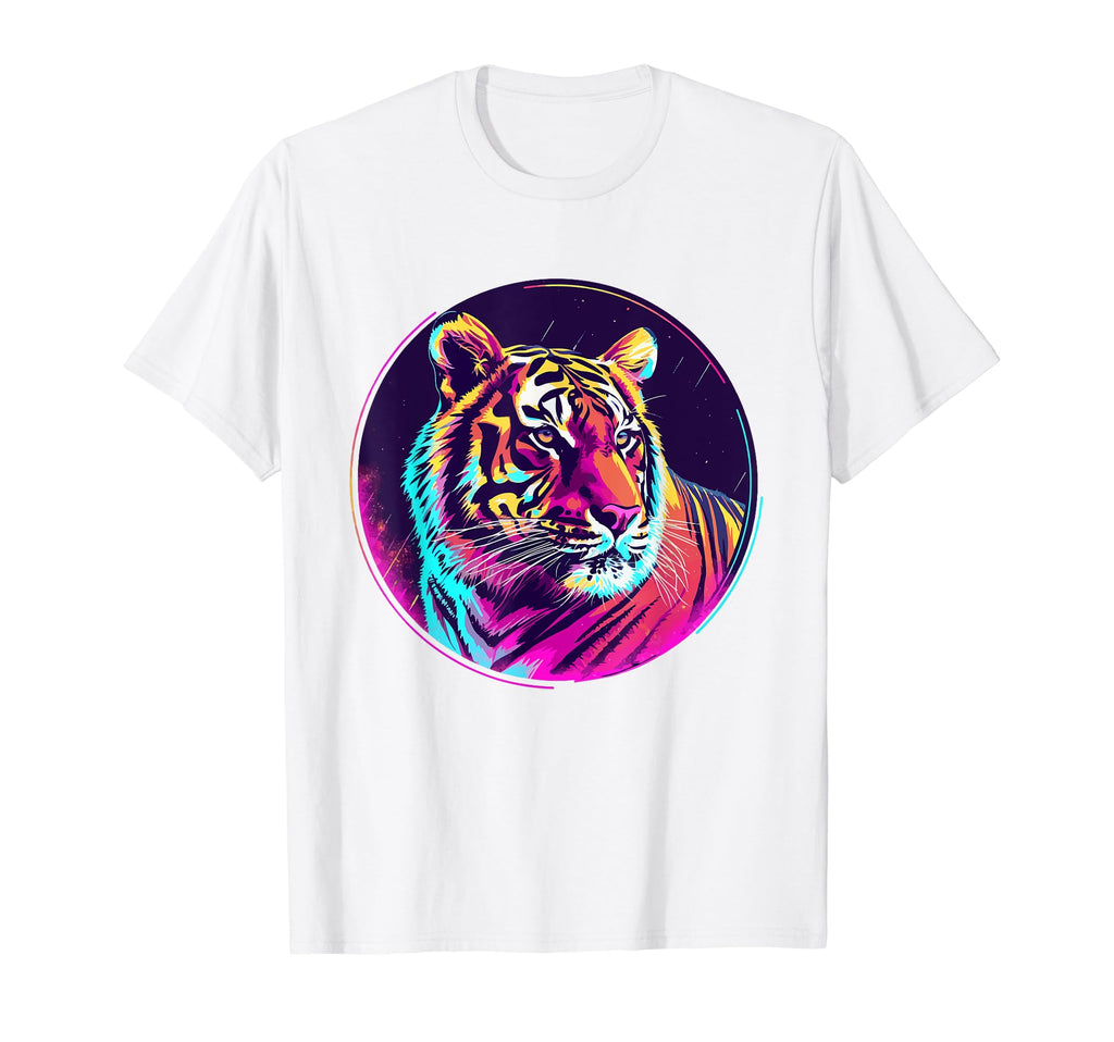 Tiger 80S Synthwave Africa Tiger T-Shirt - Fun Novelty Design for Adults - T-Shirt, Sweatshirt, Hoodie