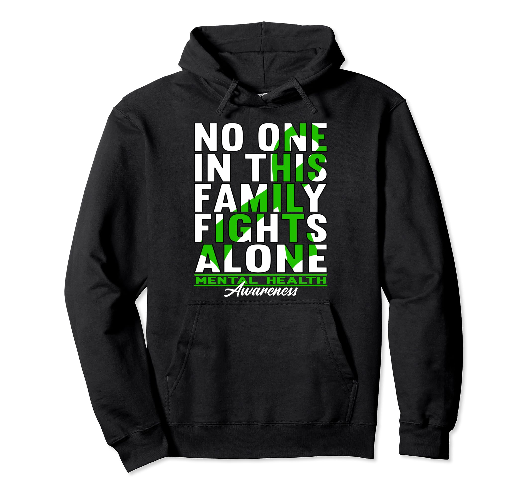 No One This Family Fights Alone I Hoodie - Minimalist Print for Adults - T-Shirt, Sweatshirt, Hoodie