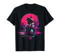 Synthwave Cat Samurai Mediation T-Shirt - Fun Novelty Design for Adults - T-Shirt, Sweatshirt, Hoodie
