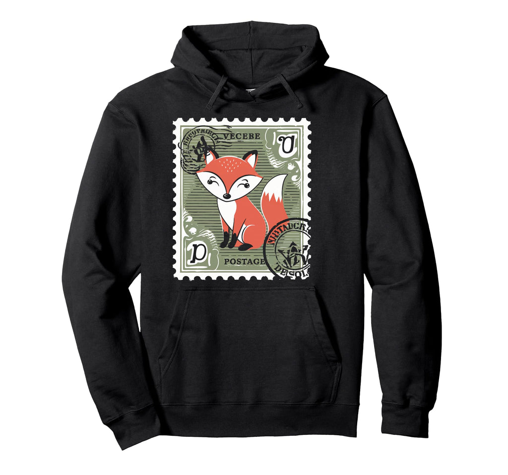 Fox Postage Stamp Animal Hoodie - Aesthetic Graphic Unisex - T-Shirt, Sweatshirt, Hoodie