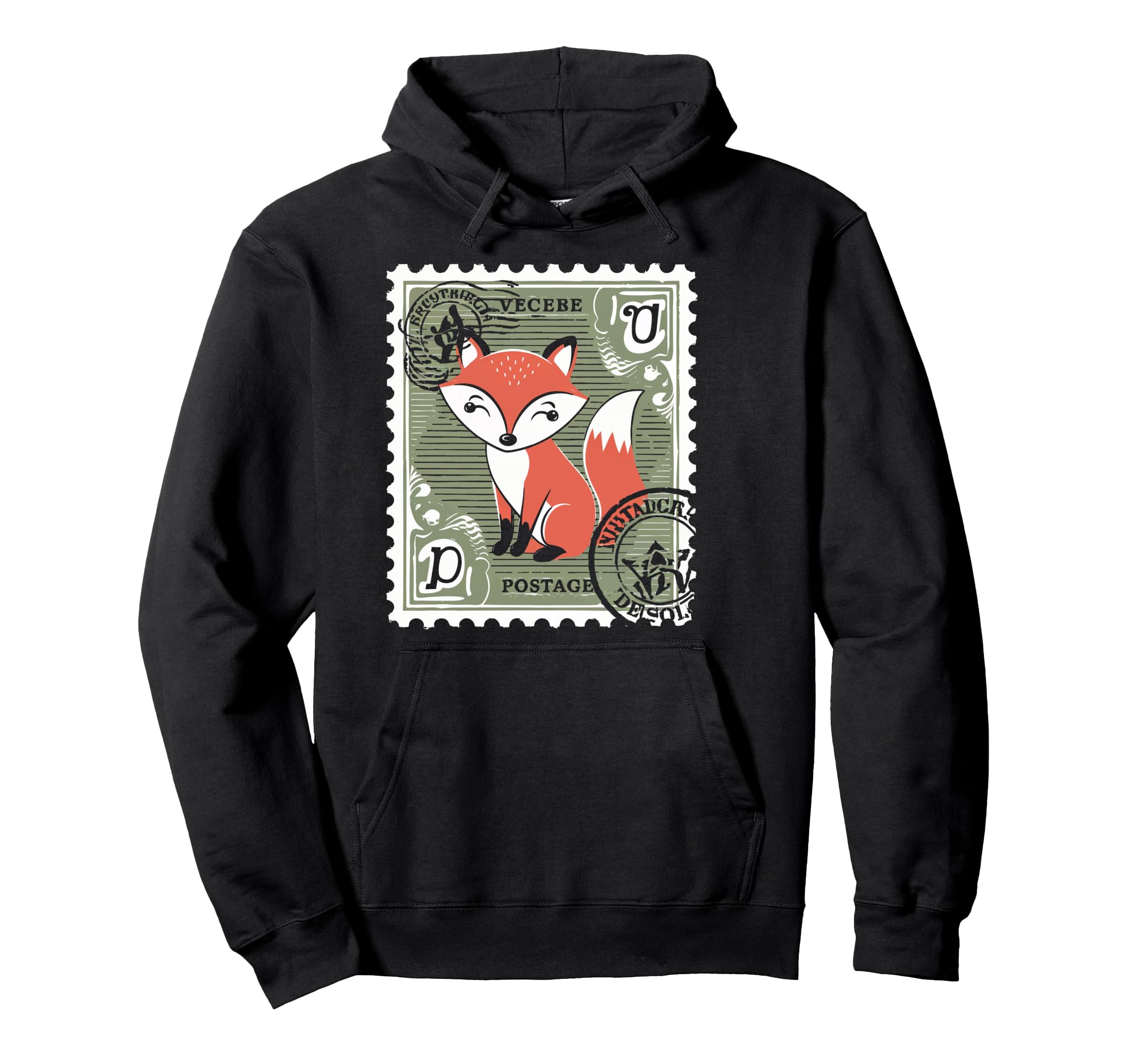 Fox Postage Stamp Animal Hoodie - Aesthetic Graphic Unisex - T-Shirt, Sweatshirt, Hoodie