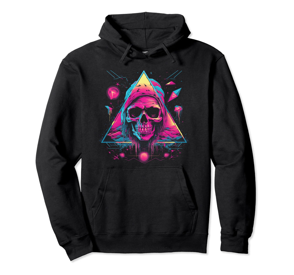 Skull Vaporwave Retrowave Aesthetic Hoodie - Unique Graphic Men Women - T-Shirt, Sweatshirt, Hoodie