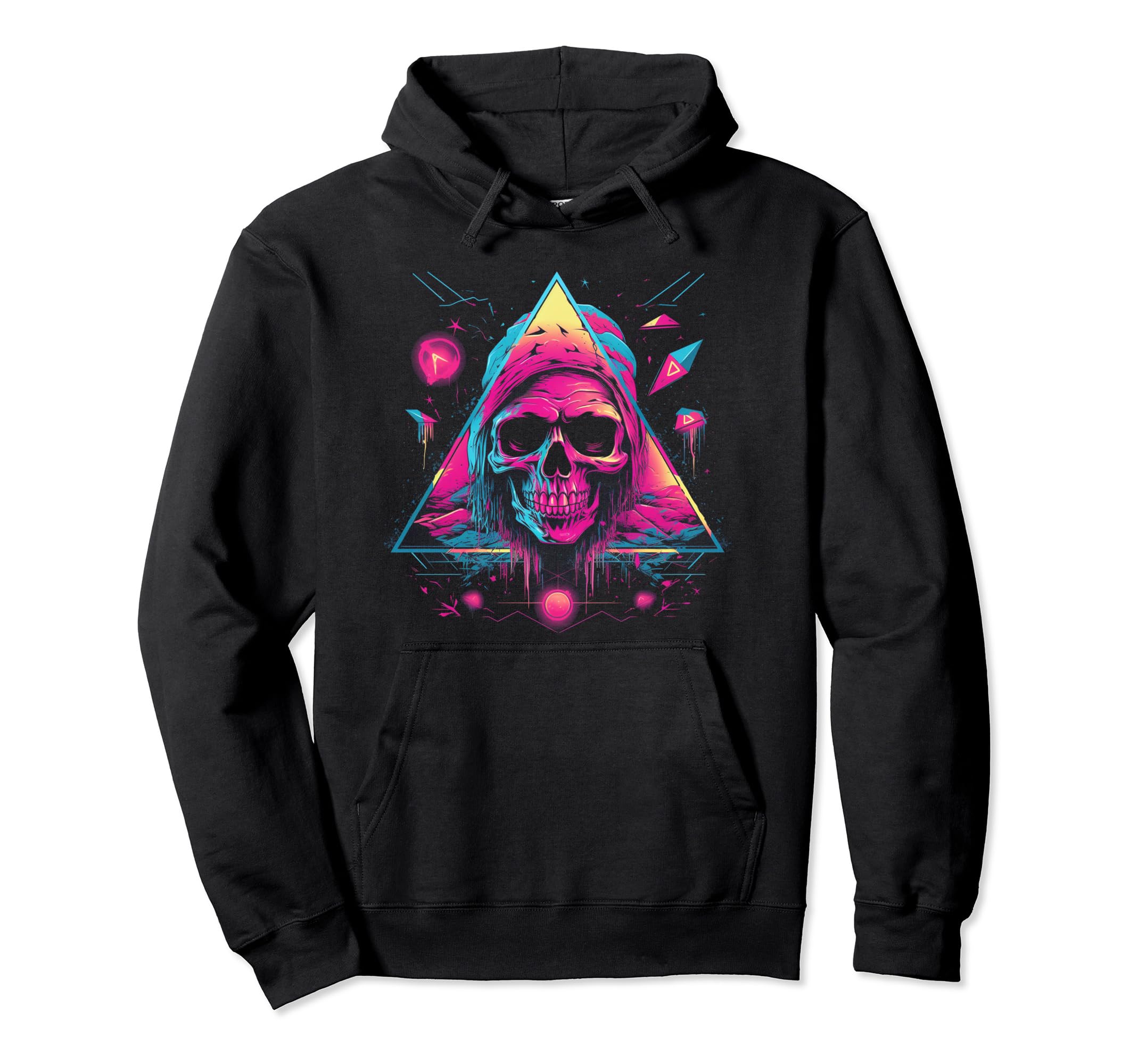 Skull Vaporwave Retrowave Aesthetic Hoodie - Unique Graphic Men Women - T-Shirt, Sweatshirt, Hoodie