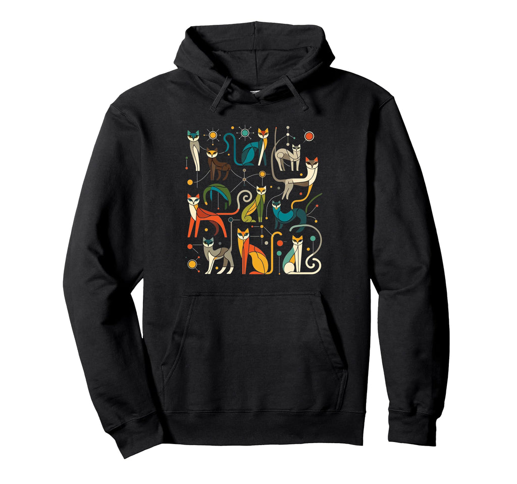 Mid Century Long Neck Cats 50S 60S Hoodie - Custom Art Print Unisex - T-Shirt, Sweatshirt, Hoodie