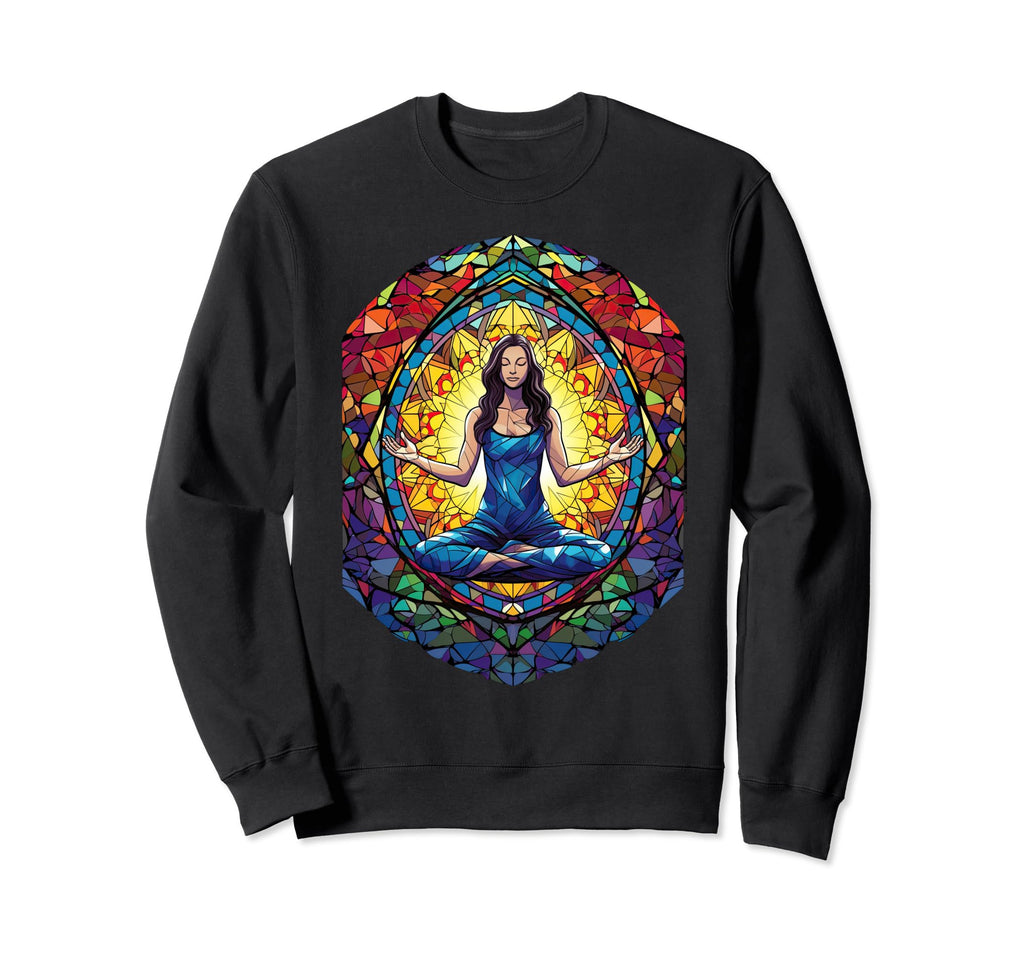 Stained Glass Namaste Spiritual Yoga Sweatshirt - Unique Graphic Men Women - T-Shirt, Sweatshirt, Hoodie