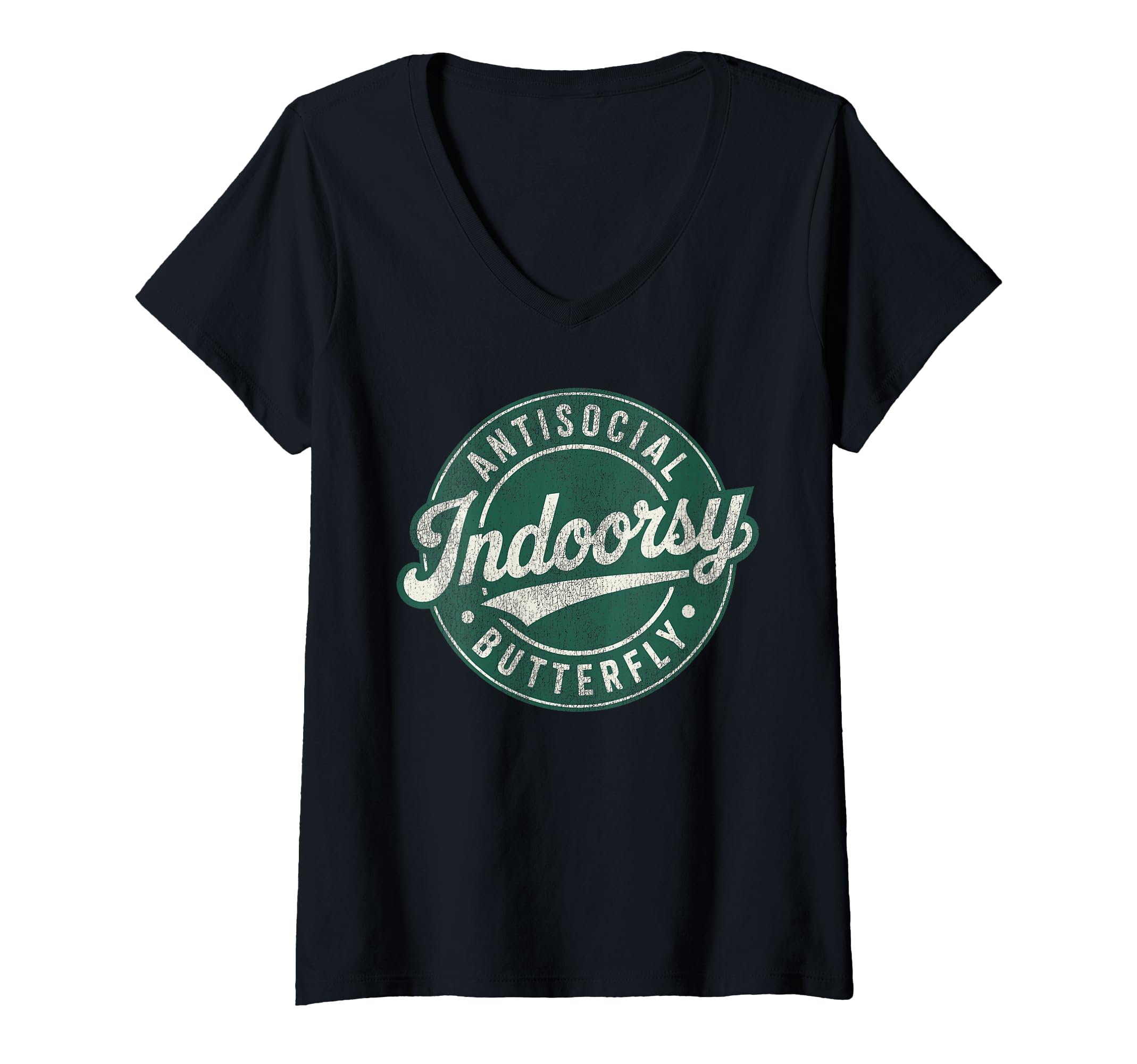 Womens Indoorsy Antisocial Butterfly Badge T-Shirt - Trendy Graphic Unisex - T-Shirt, Sweatshirt, Hoodie