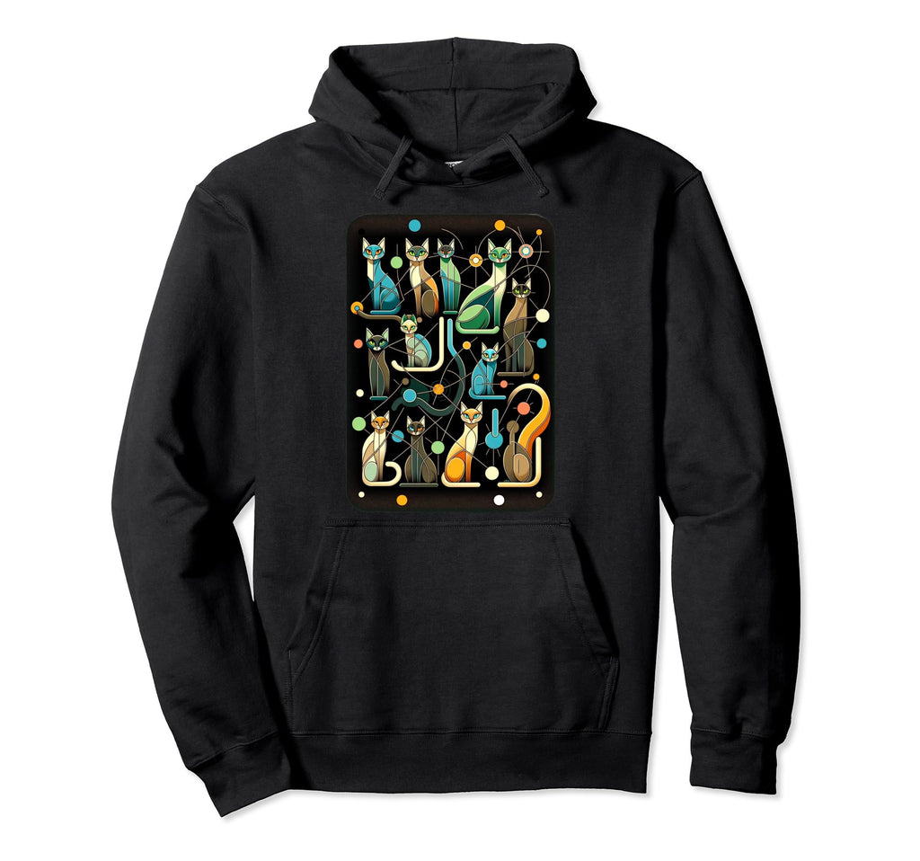 Mid Century Long Neck Cats 50S 60S Hoodie - Trendy Graphic Unisex - T-Shirt, Sweatshirt, Hoodie