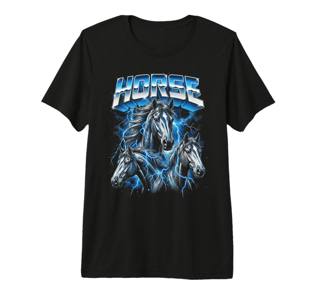 Horse 80S Funny Horse Lover 90S Tri Blend T-Shirt - Custom Art Print Unisex - T-Shirt, Sweatshirt, Hoodie