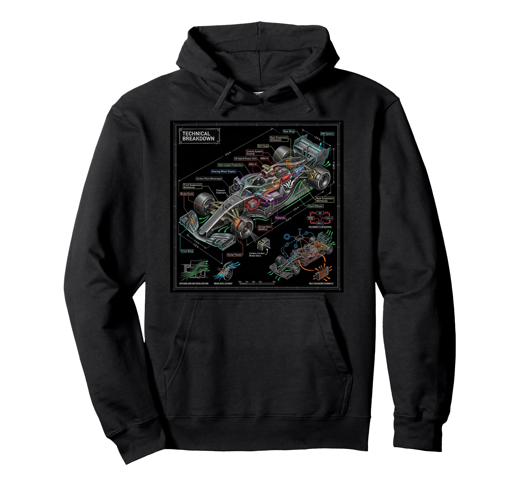 Race Car Technical Blueprint Hoodie - Streetwear Style Men Women - T-Shirt, Sweatshirt, Hoodie
