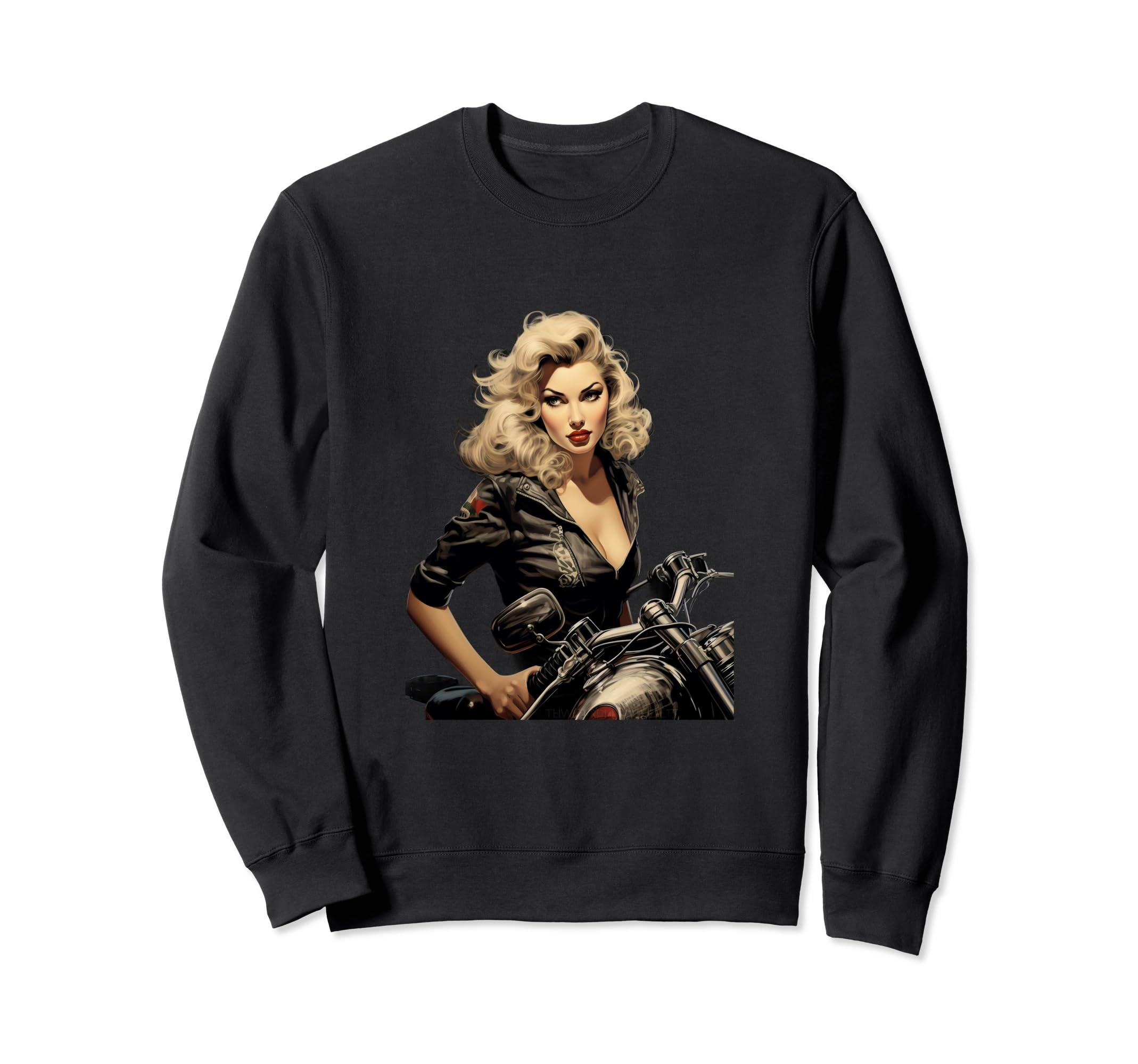 Pinup Biker Motorcycle Rider Sweatshirt - Aesthetic Graphic Men Women - T-Shirt, Sweatshirt, Hoodie