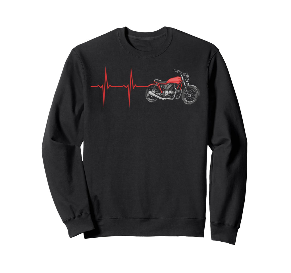 Heartbeat Motorcycle Enthusiast Sweatshirt - Trendy Graphic for Adults - T-Shirt, Sweatshirt, Hoodie