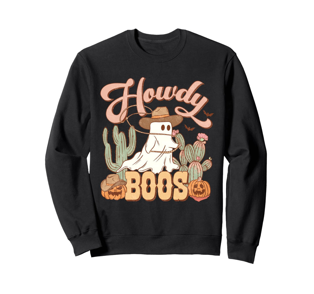 Western Ghost Halloween Howdy Boos Sweatshirt - Unique Graphic Unisex - T-Shirt, Sweatshirt, Hoodie