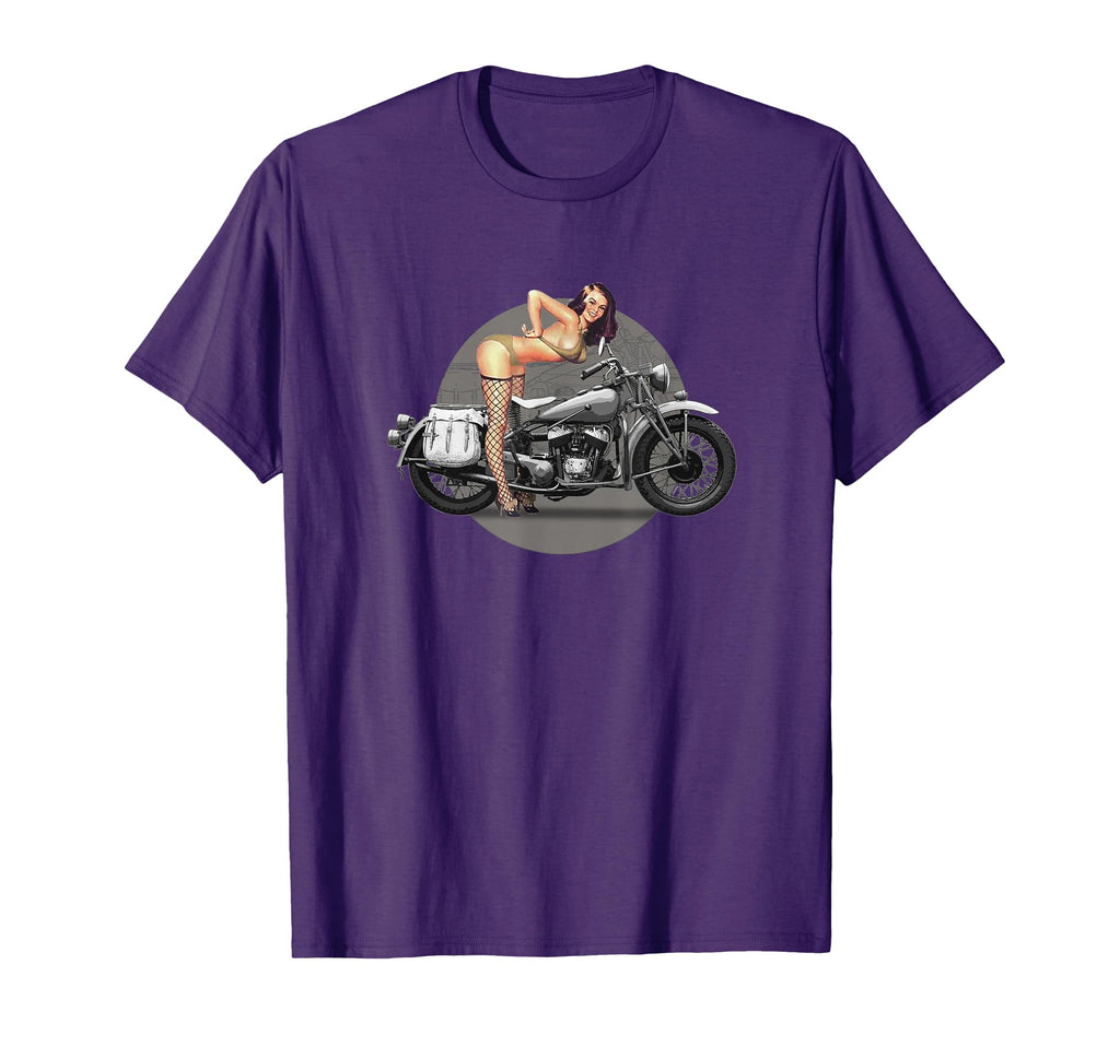 Pin Up Motorcycle Ww2 T-Shirt - Custom Art Print Unisex - T-Shirt, Sweatshirt, Hoodie