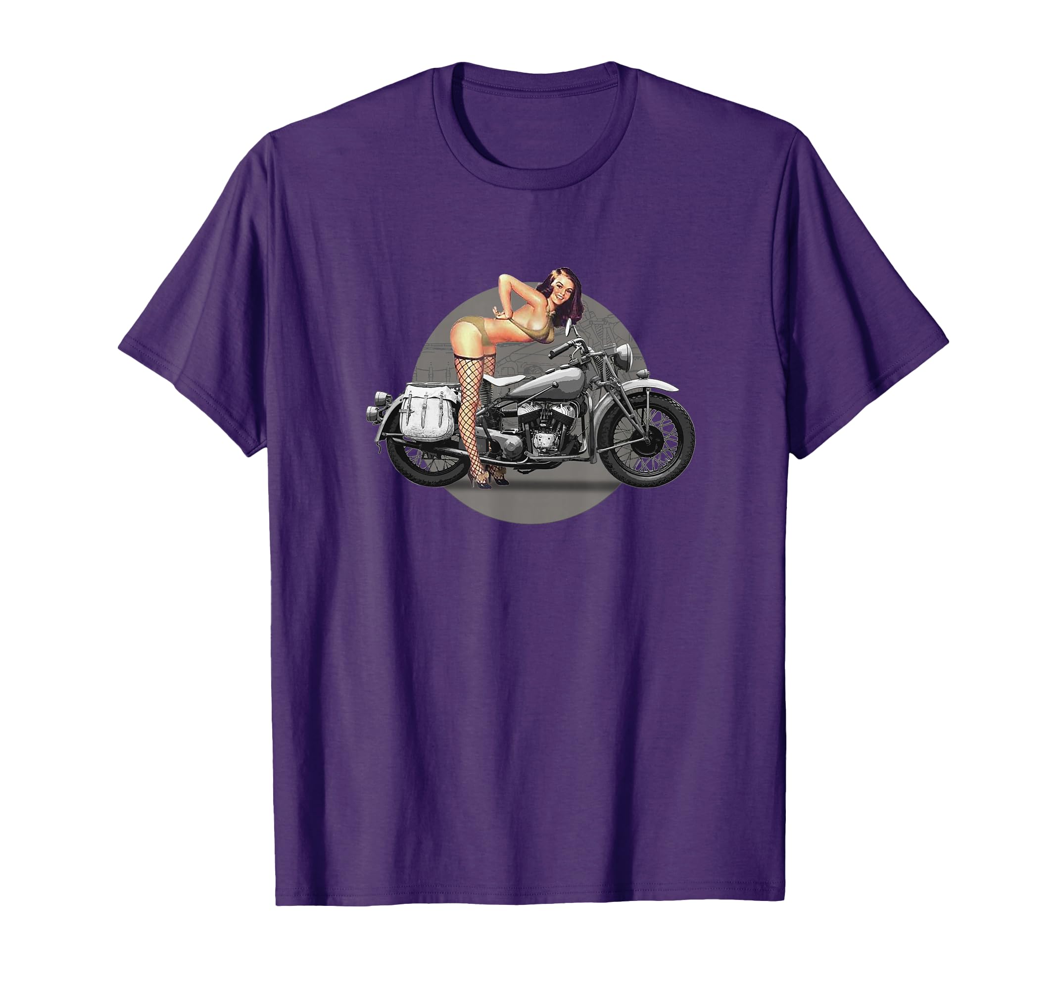 Pin Up Motorcycle Ww2 T-Shirt - Custom Art Print Unisex - T-Shirt, Sweatshirt, Hoodie