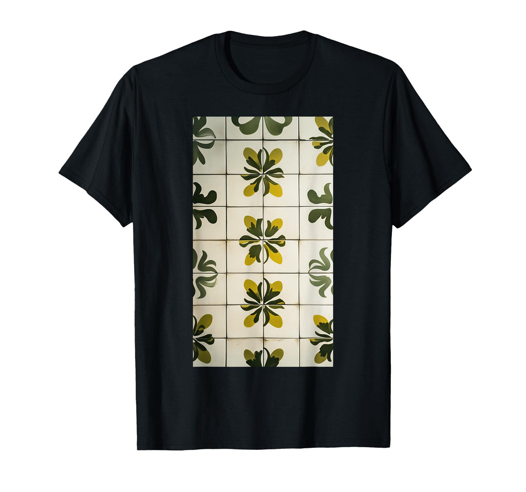 Tile Olive Floral Pattern Tiles T-Shirt - Novelty Apparel Unisex - T-Shirt, Sweatshirt, Hoodie