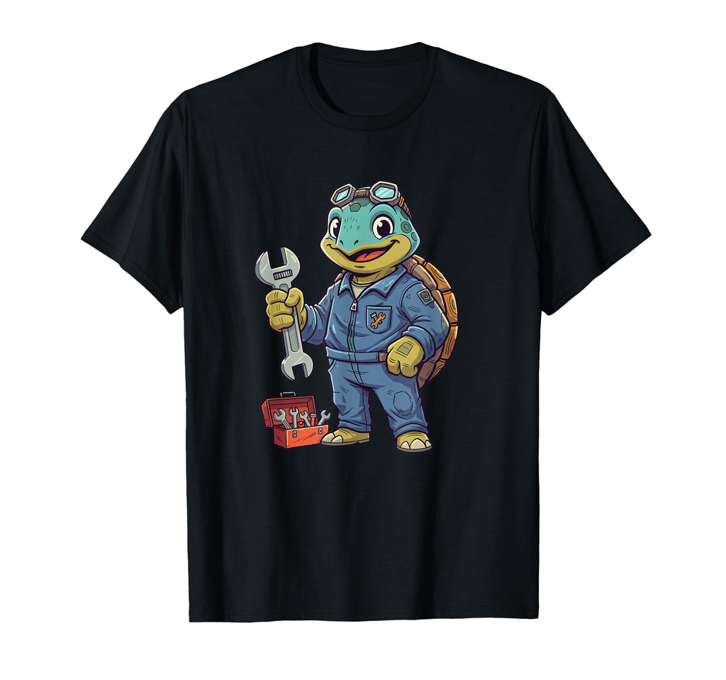 Turtle Mechanic Wrench And Toolbox T-Shirt - Minimalist Print Men Women - T-Shirt, Sweatshirt, Hoodie