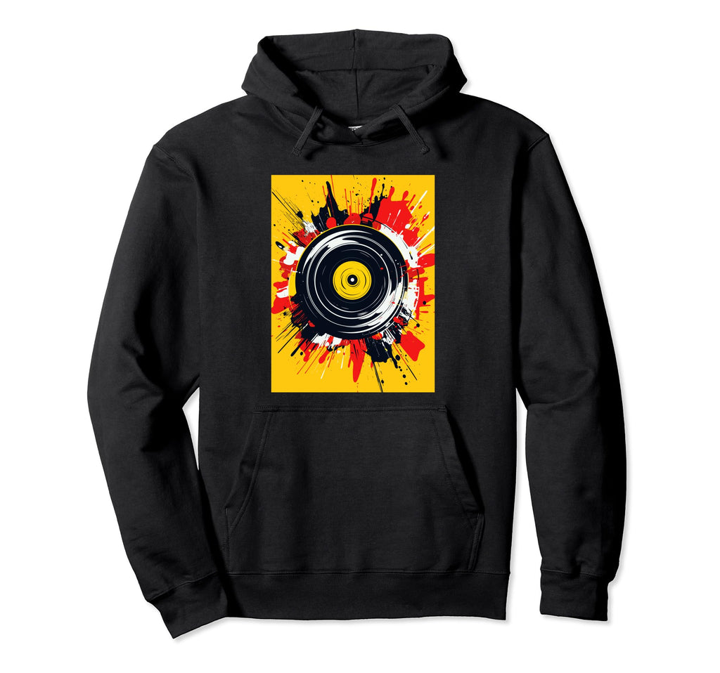 Vinyl Record Player Dj Music Hoodie - Minimalist Print for Adults - T-Shirt, Sweatshirt, Hoodie