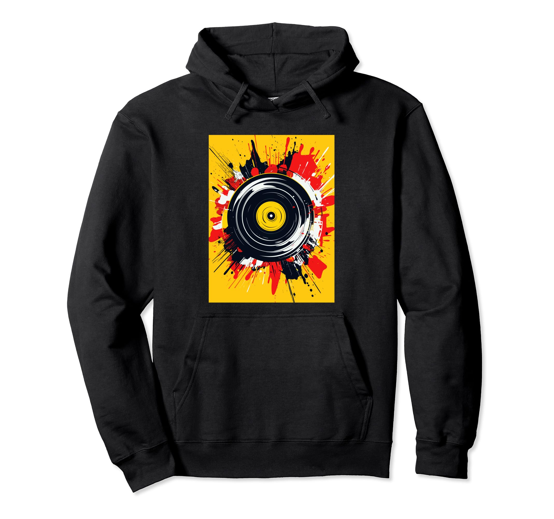 Vinyl Record Player Dj Music Hoodie - Minimalist Print for Adults - T-Shirt, Sweatshirt, Hoodie