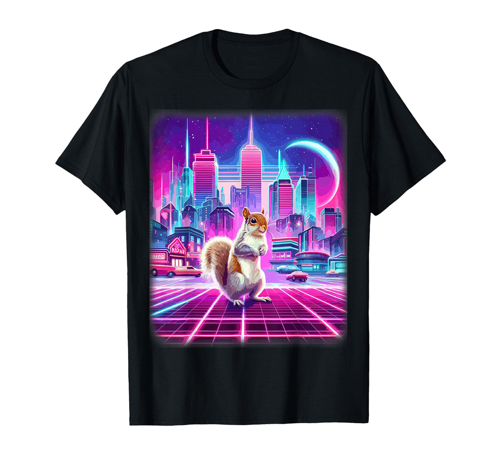 Synthwave Aesthetic Squirrel Lover T-Shirt - Unique Graphic Men Women - T-Shirt, Sweatshirt, Hoodie