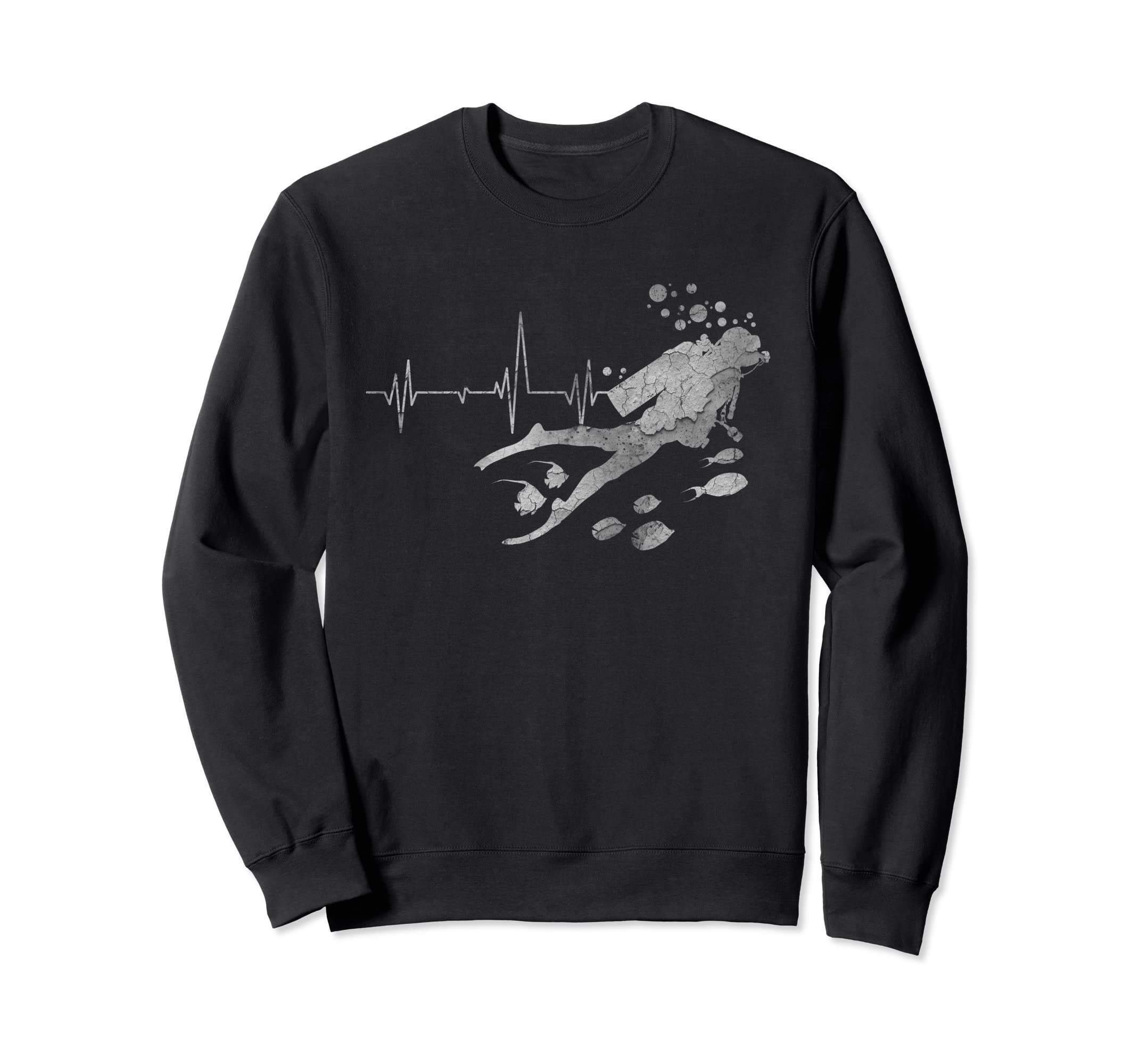 Distressed Heartbeat Scuba Diving Gift Sweatshirt - Novelty Apparel Unisex - T-Shirt, Sweatshirt, Hoodie