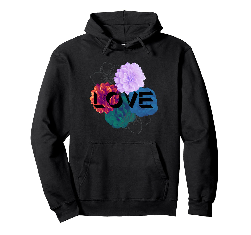 Love Flower Blossom Elegant Text Line Art Hoodie - Novelty Apparel Unisex - T-Shirt, Sweatshirt, Hoodie