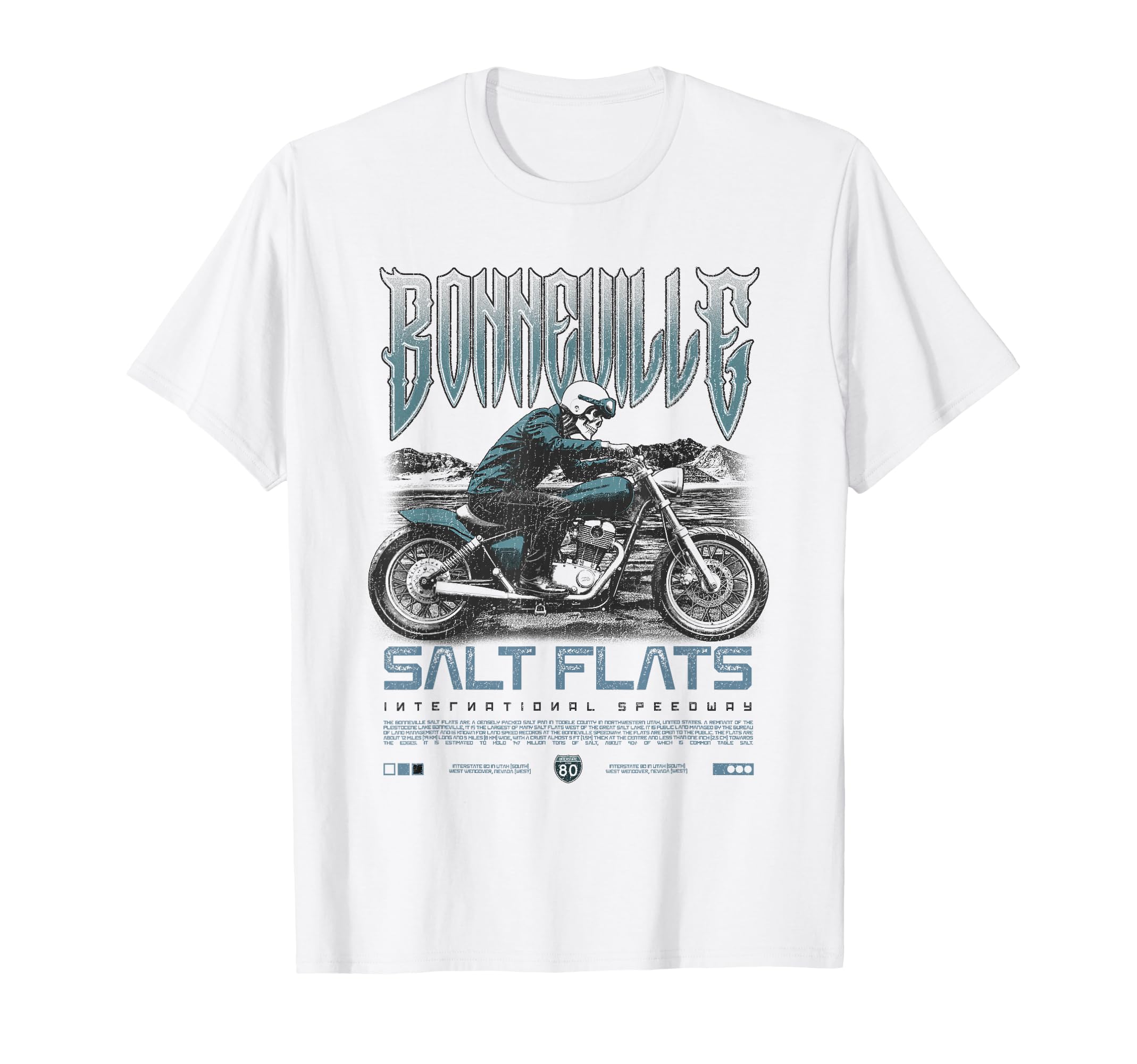 Bonneville Salt Flats Motorcycle Racing T-Shirt - Graphic Print Unisex - T-Shirt, Sweatshirt, Hoodie