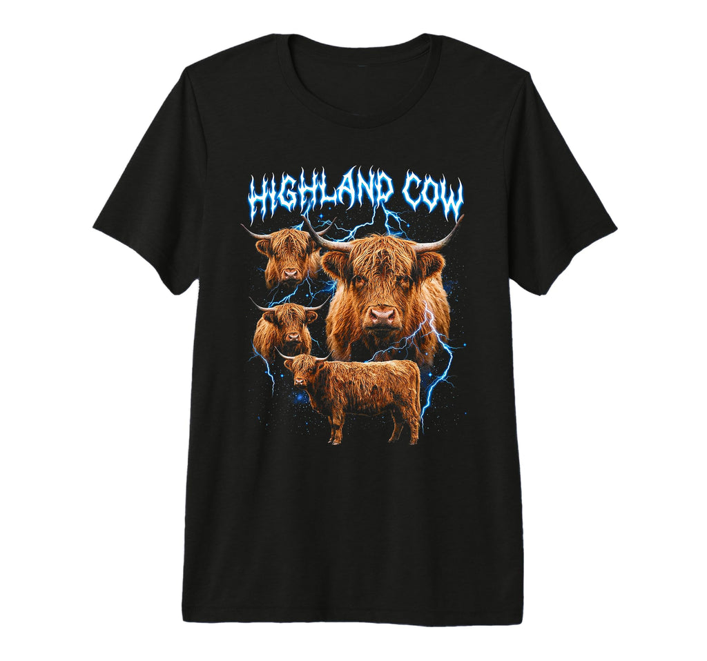 Highland Cow 90S Heavy Metal Highland T-Shirt - Streetwear Style Unisex - T-Shirt, Sweatshirt, Hoodie